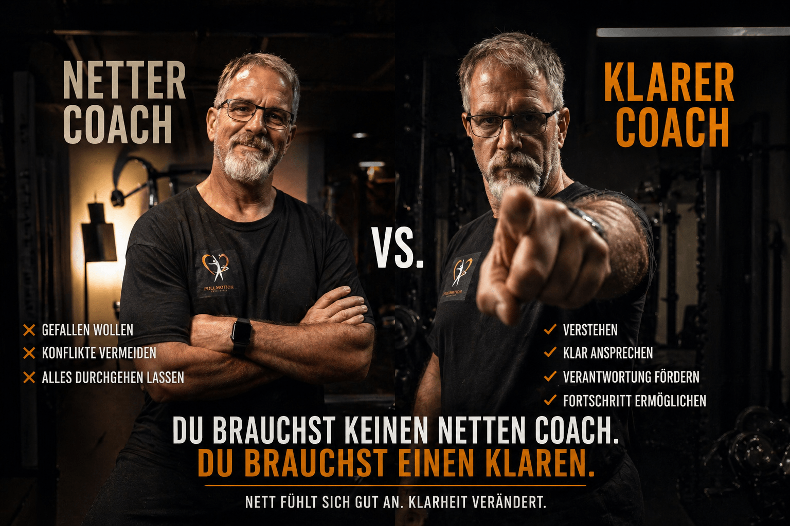 Klarer Coach statt nett – Unterschied zwischen Nettigkeit und klarer Führung im Personal Training