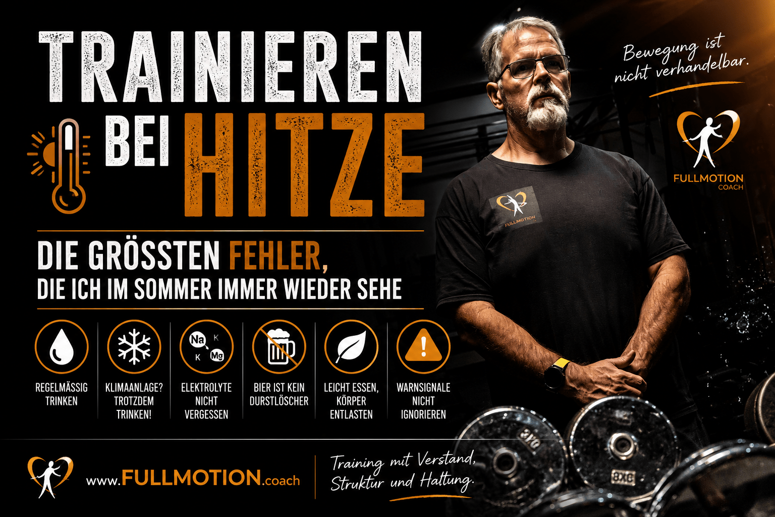 Personal Trainer Franz Papouschek erklärt die größten Fehler beim Training und der Flüssigkeitsversorgung bei Hitze.